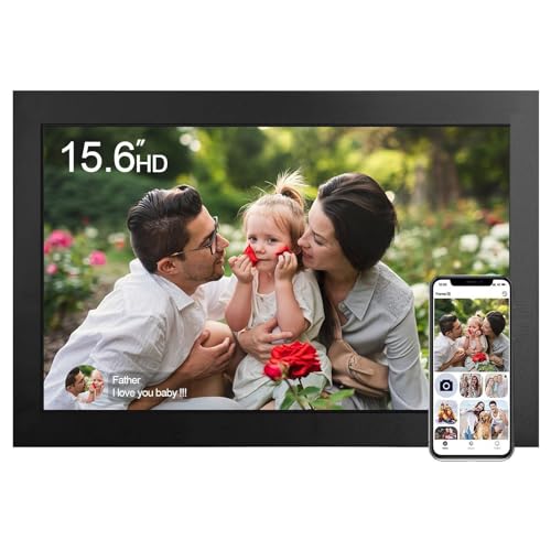 AILRINNI Digital Photo Frame 15.6 Inch-32G Digital Picture Frame WiFi Smart FHD IPS All-Degree-Viewing Touch Screen
