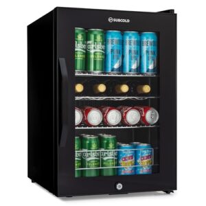 Subcold Ace65 LED Touch Control Beer Fridge With Glass Door | Premium Drinks & Wine Mini Fridge | Black Alu Handle