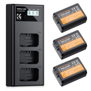 K&F Concept 3-Pack NP-FW50 Battery and Triple Slot Charger Set
