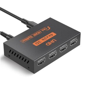 HDMI Splitter 1 in 4 out - 4 Way Distributor HDMI Splitter Support 3D 4K 1080P - 1X4 HDMI Video Splitter
