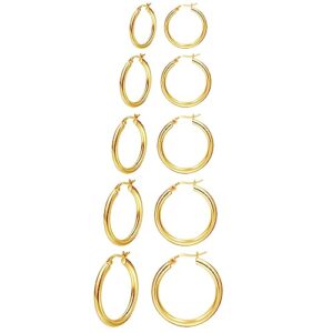 5Pairs Sterling Silver Hoop Earrings-Silver Hoops Earrings for Women Sleeper Small Hoop Earrings Tiny Mini Hoop Earrings for Girls Women 8/10/12/14/16mm PABBEU