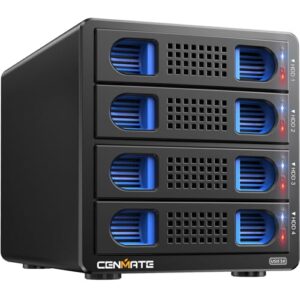 CENMATE 4 Bay Hard Drive Enclosure with Cooling Fan for 2.5/3.5" SATA HDD/SSD With USB A/C 3.0＋eSATA Cable