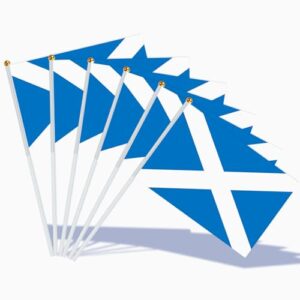 AhfuLife 15Pcs Scottish Flags on Sticks for Euro Party Decorations 2024