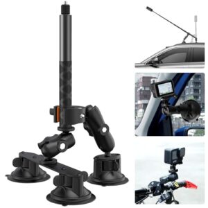 UNSTINCER Triple Suction Cup Mount and Clamp with 118cm Extendable Invisible Selfie Stick