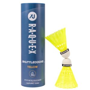 Raquex Nylon Feather Badminton Shuttlecocks - Tube of 6 Natural Cork Shuttlecocks – White or Yellow Shuttlecocks