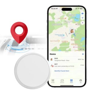 GPS Tracker - Mini Real-Time GPS Tracker - No Monthly Fee Item Finder - Works with Apple Find My (iOS Only) - Hidden Tracking Device for Keys