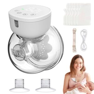 Wearable Breast Pump Hands Free: Electric Breastfeeding Pump with Massage Leak-Proof 3 Models 9 Levels Adjustable Suction