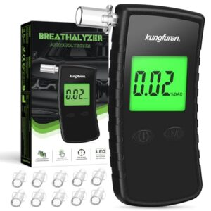 Alcohol Breathalyzer Tester Digital Breathalyser - Breath Testers with 11Pcs Mouthpieces for Home Personal Testing - High Accuracy Breathalysers with Digital LCD Scree