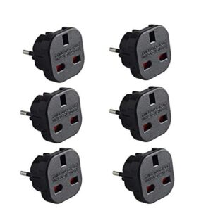 Q4U Q4UP6 Travel Adapter UK to Europe Black Plug Adapter UK to EU
