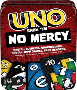 UNO Show ‘em No Mercy Card Game in Storage & Travel Tin for Kids