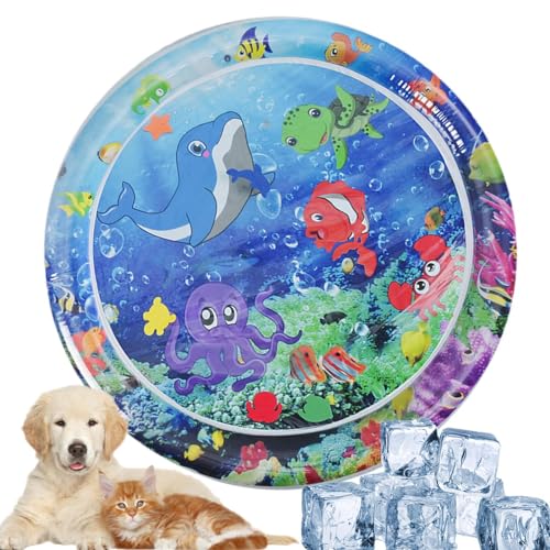 Pawkitty Water Mat, Cat Water Sensory Play Mat, 2025 Thickened Play Mat Fish Pet Play Interactive Cat Water Bed Playmat Cat Toys Indoor Cats 70cm A