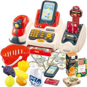 NaXew Toy Till Cash Register for Kids with Scanner