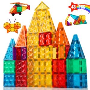 LeagoEra 43PCS Magnetic Building Blocks Magnetic Tiles Kids Magnetics Construction Toy Set for 3 4 5 6 7 Year Old Boys Girls