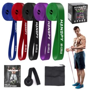 HANSPY Resistance Bands Set 5 Levels Pull Up Bands for Men and Women Fitness Exercise Bands for Strength Training