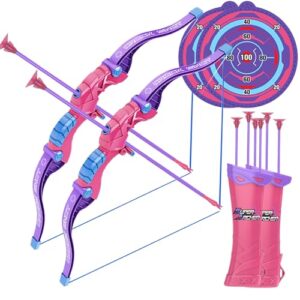 Coo11 Pack of 2 Bow and Arrow Full Indoor Outdoor Shooting Archery Toy Set for Kids