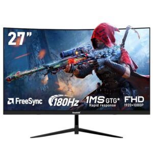 Gawfolk 27 Inch Curved(3000R) PC Gaming Monitors 180hz