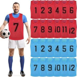 24 Pack Nylon Mesh Scrimmage Team Practice Vests Pinnies Jerseys Train Vest for Adult Sport Basketball Soccer Football