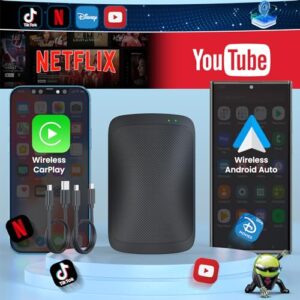 2024 Upgrade Wireless CarPlay Adapter Android Auto Adapter Box - Plug & Play Built in Netflix YouTube for Factory Wired CarPlay Car After 2016
