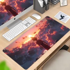 Anime Gaming Mouse Pad Waterproof Non-Slip Mouse Pad Long Non-Slip Rubber Desk Mat Stitched Edges for Home and Office 90X40CM (QLZ1 (4))