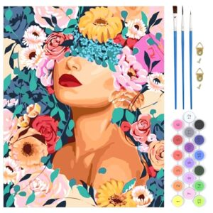 QENSPE Paint by Numbers Flowers Girl