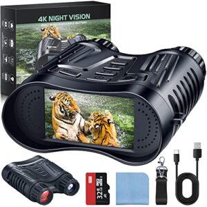 Letcmoi Night Vision Binoculars Goggles - 4K Infrared View of 300M with 8X Digital Zoom