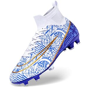 DimaiGlobal Football Boots Men's High-Top Spikes Outdoor Astro Turf Trainers Boys Cleats Professional Competition Athletics Sneakers Teenager Breathable Soccer Shoes Unisex