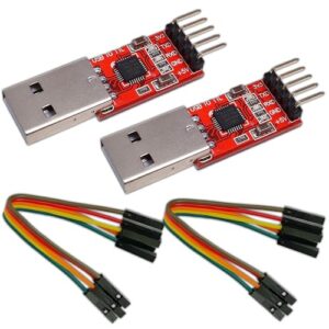 UMTMedia 2pcs USB to TTL CP2102 UART Module 5Pin Serial Converter 3.3V 5V With Dupont Jumper Cables Compatible With Arduino and Rasperry Pi