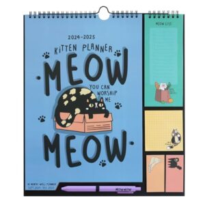 Grupo Erik Meow Meow Wall Planner 2025 | Monthly Planner 16 Months Sep 2024 - Dec 2025 | 11.8 x 13.4 inches - 30 x 34 cm | With Stickers/Pen/Shopping List | Cat Calendar 2025