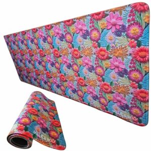 Desk Mat |Non-Slip Printed Desk Pad | Desk Organiser | Mouse Pad| Desk Writing Mat Desk Table Protector for Home and Office (80 x 33 cm) 2mm Thickness| Colourful Flowers | Gaming Ma