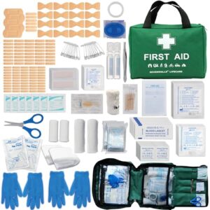 220 Piece Premium First Aid Kit Bag - Includes Eyewash