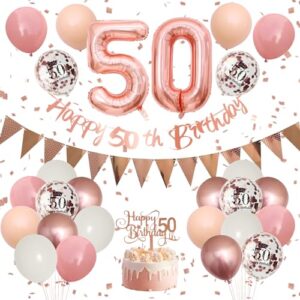 50th Birthday Decorations Retro Pink Rose Gold