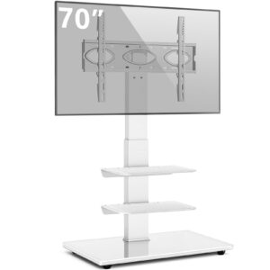 RFIVER TV Floor Stand with 3 glass Shelves for 32-70 inch LCD/LED Flat Curved Screen