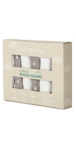 6 Pack Muslin Squares - Stars