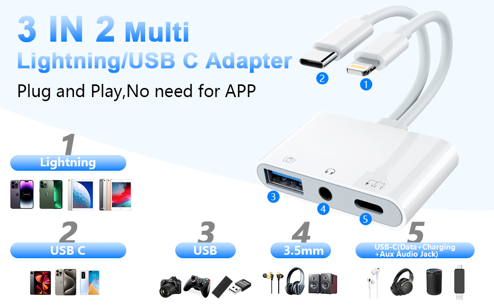 USB C Lightning to USB Adapter