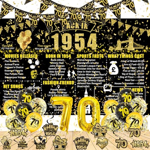 70th Birthday Black Gold Party Decoration
