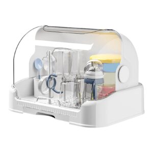 Baby Bottle Drying Rack | Baby Bottle Storage Box | Dustproof Bottle Storage with Removable Drip Tray | Countertop Rack for Toddler Bottles | Washable Space Saving Bottles Storage Box