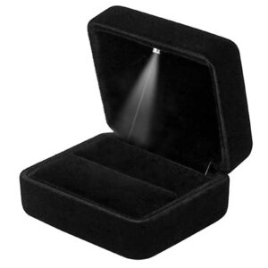 GBYAN Velvet Ring Box with LED Light Jewelry Display Gift Box for Proposal