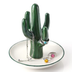 Titanape Green Cactus Ring Holder Trinket Dish for Earrings Bracelets Necklace Organizer