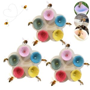 EHOTER Bee Insect Drinking Cup 2024 New Colorful Bee Insect Drinking Cup Safe Places to Drink for Bees Thirsty Pollinators Need a Drink Resin Bee Cups for Garden Decor (Multicolor*3)
