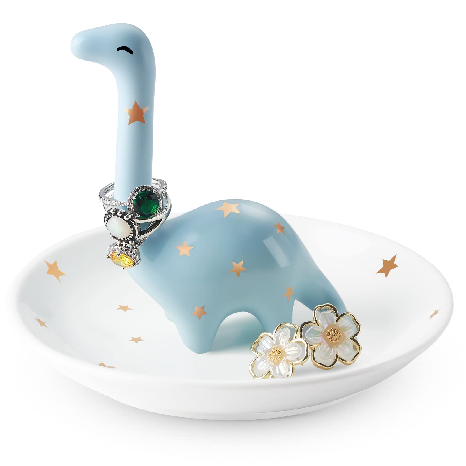 Titanape Dinosaur Ring Holder Trinket Dish - Gifts for Women Her Girls Birthday Christmas Engagement Ring Stand