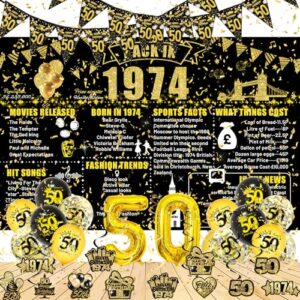 50th Birthday Black Gold Party Decoration
