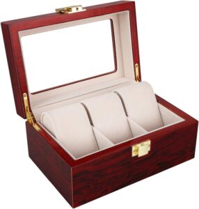 Uten 3 Grids Watch Box Storage Case Organizer Jewellery Display Wooden for Men Wome