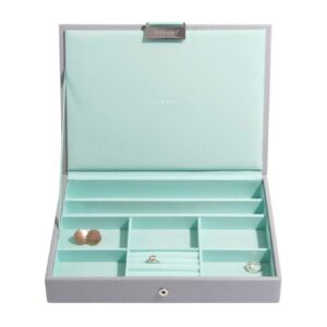 Stackers Dove Grey with Mint Classic Medium Jewellery Box Lid