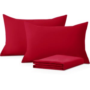 Moonlight Bedding Pillow Cases 2 Pack – Red Pillowcases Envelope Closure Super Soft Brushed Microfiber Standard House Wife Pillow Covers