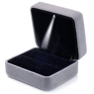 GBYAN Velvet Ring Box with LED Light Jewelry Display Gift Box for Proposal