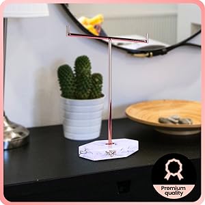 Jewellery Tree Stand Necklace Earrings Rings Organizer Marble Base Pendant Rack Women Bridal