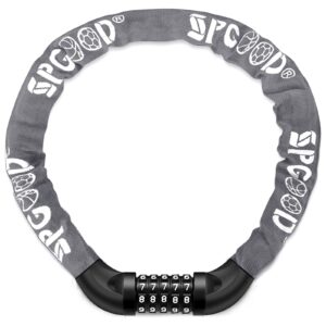 SPGOOD Bike Locks Heavy Duty/Bicycle Chain/Cycling Lock (14 Colors) 5-Digits Codes Resettable 100