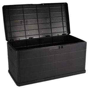 URBN GARDEN 350L Heavy Duty Plastic Garden Storage Box Huge Capacity Patio Deck Outdoor Container with Handles & Wheels Anthracite Colou