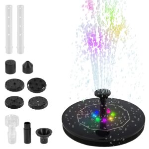 2024 Upgraded Solar Fountain Solar Fountain Water Pump Top Rotating Stick Nozzle with LED Light and 8 Nozzles Built-in 1600mAh Rechargeable Battery Solar Floating Fountain Pump for Pond Garden Outdoo