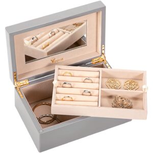 Voova Wooden Jewellery Box Organiser for Women Girls